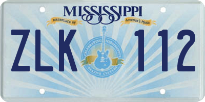 MS license plate ZLK112