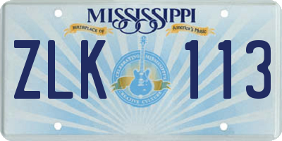 MS license plate ZLK113