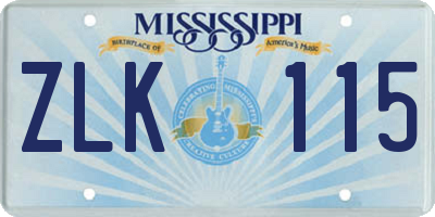 MS license plate ZLK115