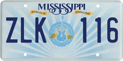 MS license plate ZLK116