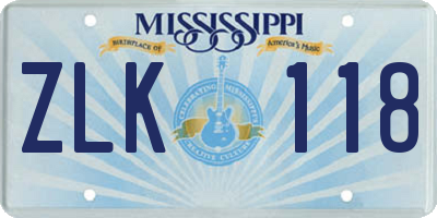 MS license plate ZLK118