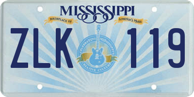 MS license plate ZLK119