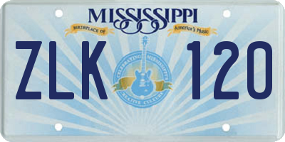 MS license plate ZLK120