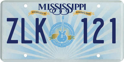 MS license plate ZLK121