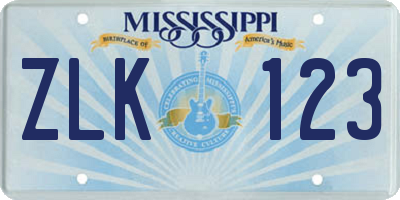 MS license plate ZLK123