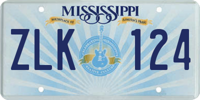 MS license plate ZLK124