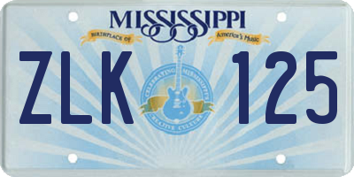 MS license plate ZLK125