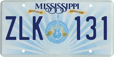 MS license plate ZLK131