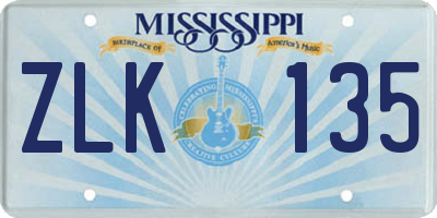 MS license plate ZLK135
