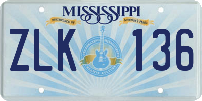 MS license plate ZLK136