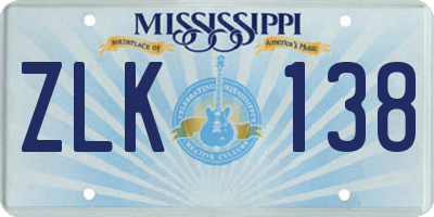 MS license plate ZLK138