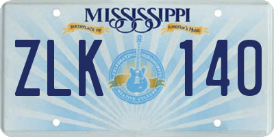 MS license plate ZLK140