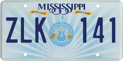 MS license plate ZLK141