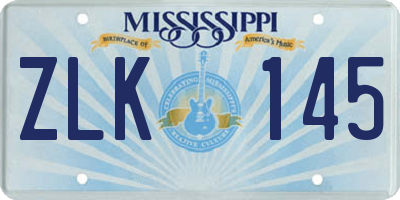 MS license plate ZLK145