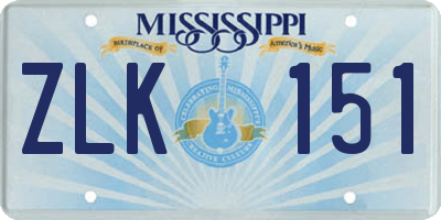 MS license plate ZLK151