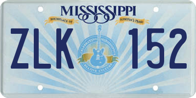 MS license plate ZLK152