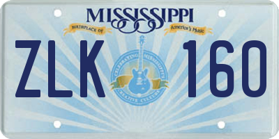 MS license plate ZLK160