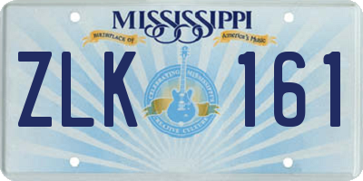 MS license plate ZLK161