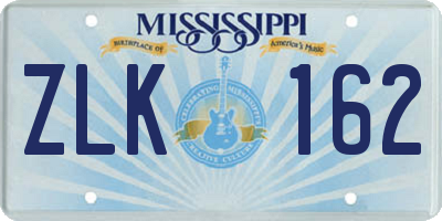 MS license plate ZLK162