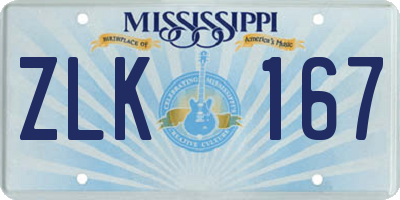 MS license plate ZLK167