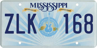 MS license plate ZLK168