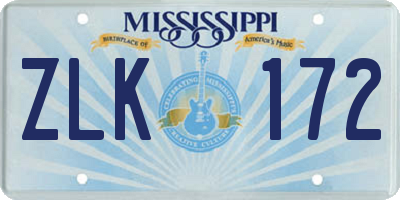 MS license plate ZLK172