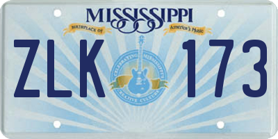 MS license plate ZLK173