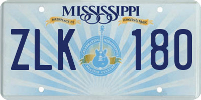 MS license plate ZLK180