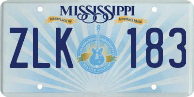 MS license plate ZLK183
