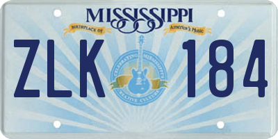 MS license plate ZLK184