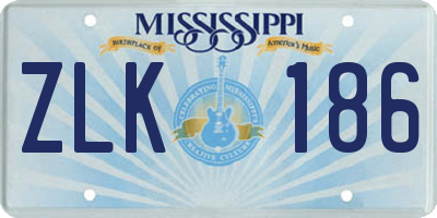 MS license plate ZLK186
