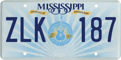 MS license plate ZLK187