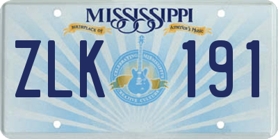 MS license plate ZLK191