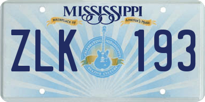 MS license plate ZLK193