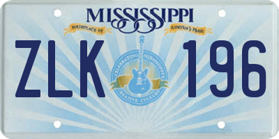 MS license plate ZLK196