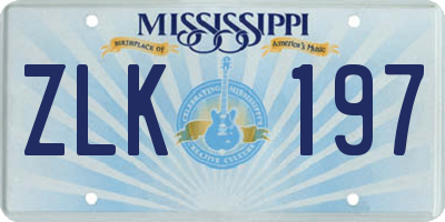 MS license plate ZLK197