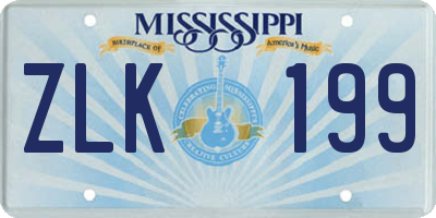 MS license plate ZLK199