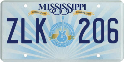 MS license plate ZLK206