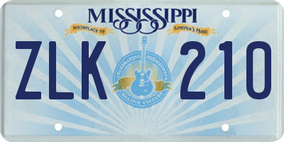 MS license plate ZLK210