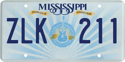 MS license plate ZLK211