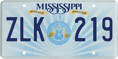 MS license plate ZLK219