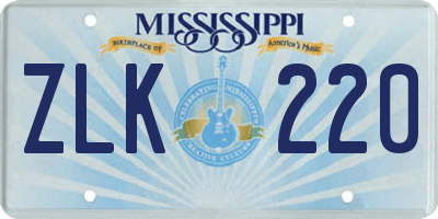 MS license plate ZLK220