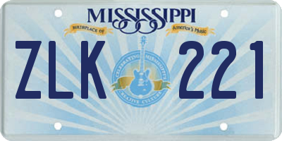 MS license plate ZLK221