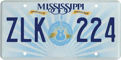 MS license plate ZLK224