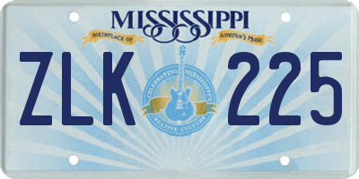 MS license plate ZLK225