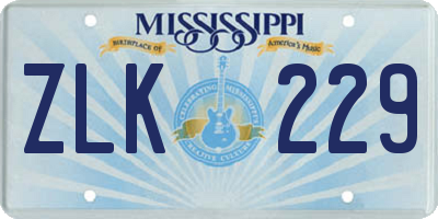 MS license plate ZLK229