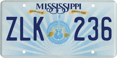 MS license plate ZLK236