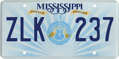 MS license plate ZLK237