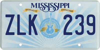 MS license plate ZLK239
