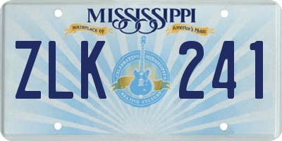 MS license plate ZLK241